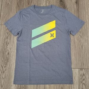 Hurley Blue Tee with Yellow and Aqua Graphic